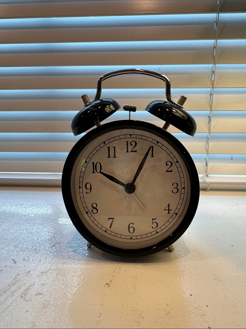Black Twin Bell Wall Clock - Classic Metal Alarm Clock